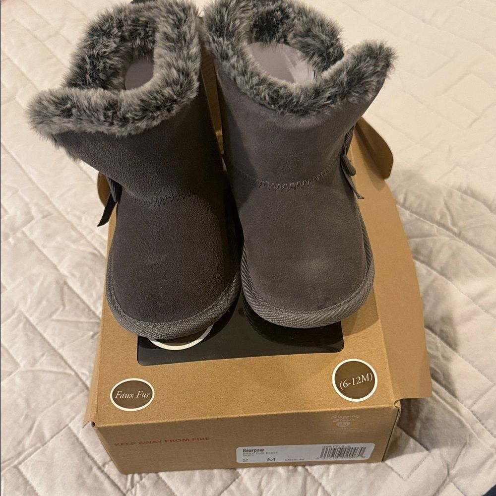 Brand New BearPaw Charcoal Baby Boots Never Worn